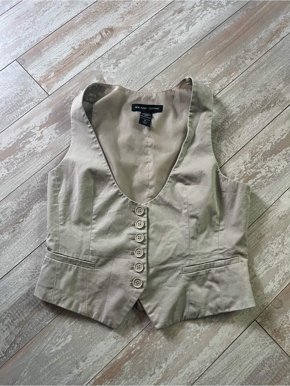 New York & Company Light Beige Lined Vest
